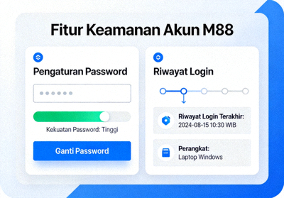 Fitur keamanan akun M88 seperti pengaturan password dan riwayat login