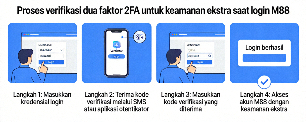 Proses verifikasi dua faktor 2FA untuk keamanan ekstra saat login M88